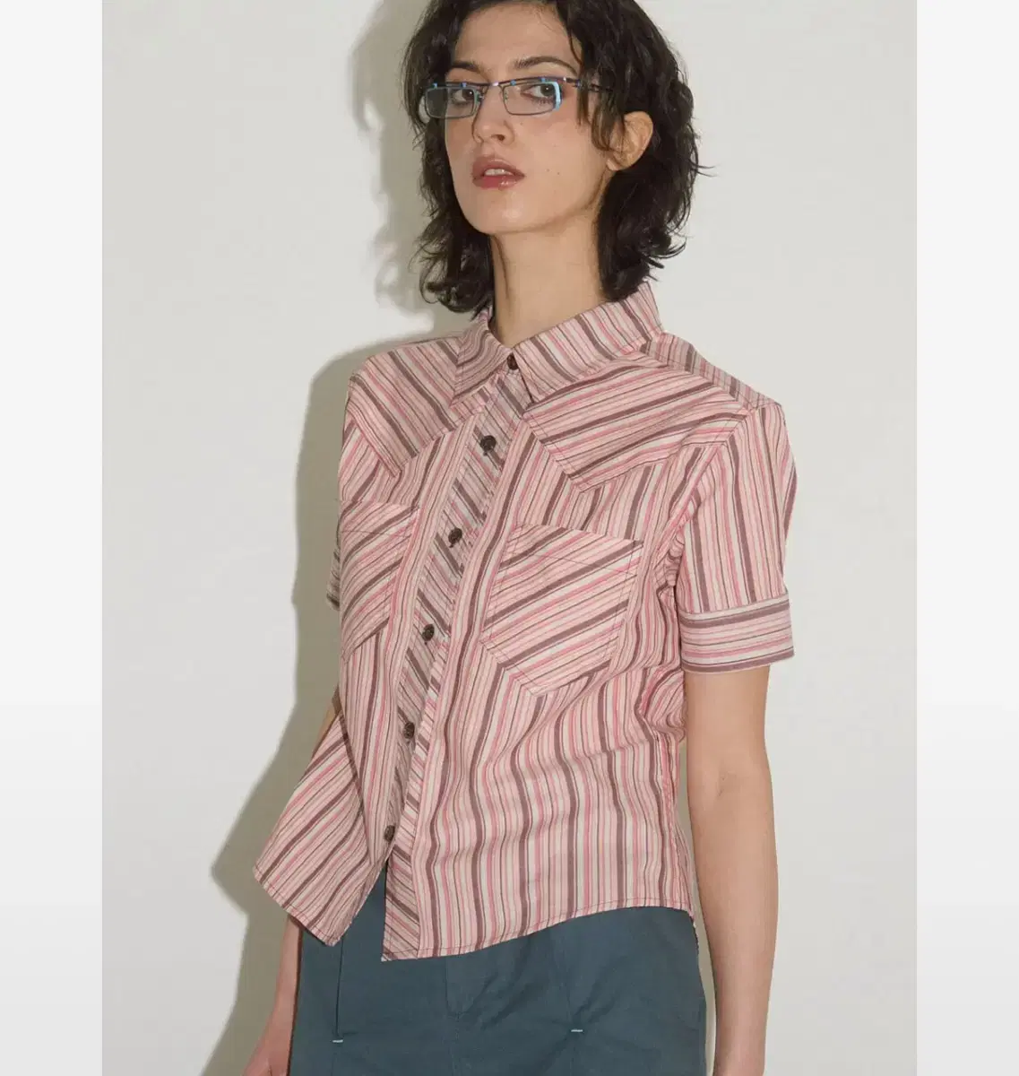 헤레틱 WESTERN STRIPE SHIRT pink