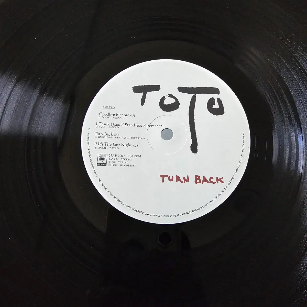 ToTo - 3집 Turn Back LP