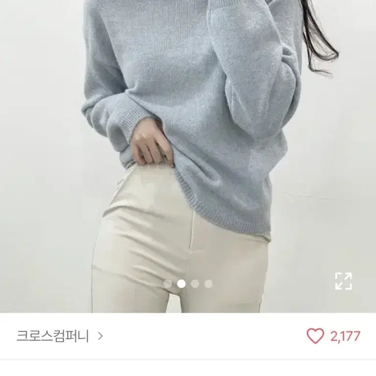 알파카 울 로잘린 라운드 고퀄리티 파스텔 니트 스카이블루 교신가능에이블리