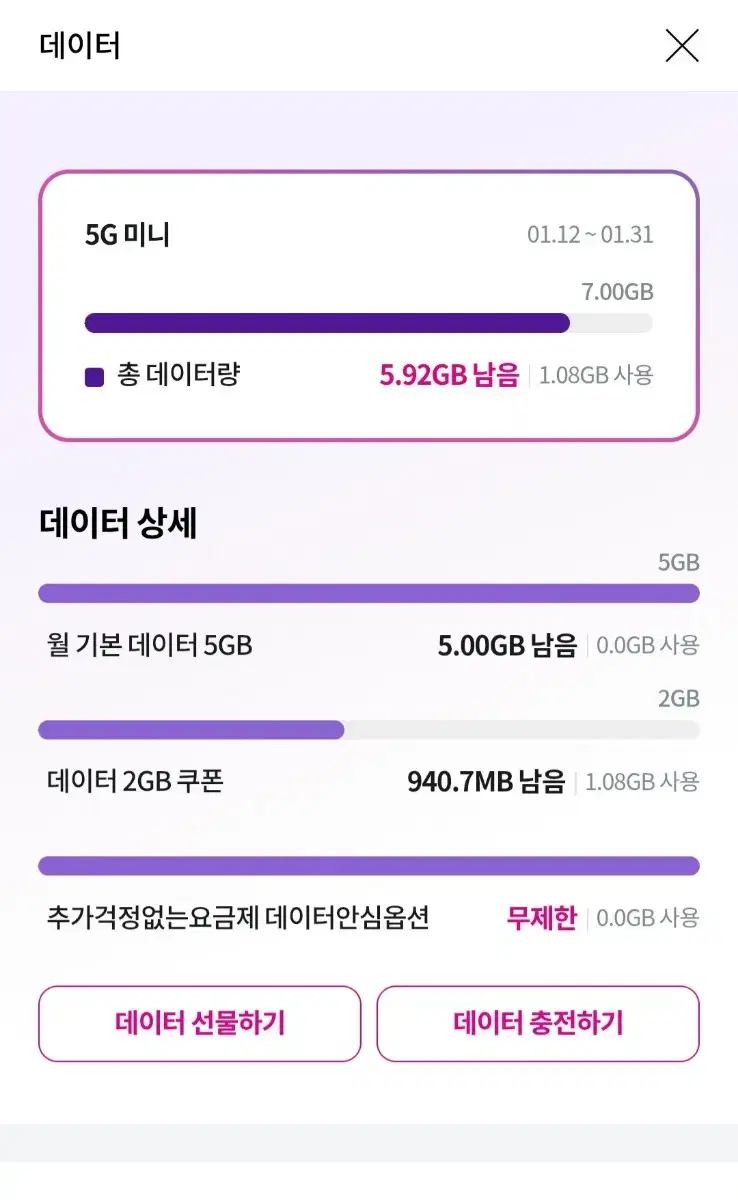 u+ 데이터 5gb