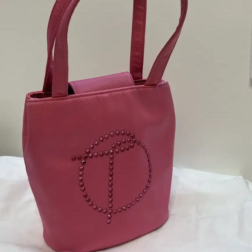 openyy satin logo tote pink