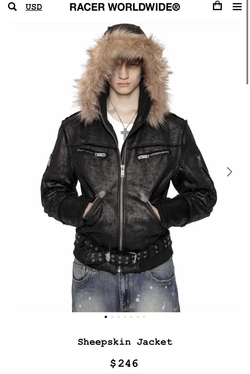 [L]racer worldwide sheepskin jacket 릭오웬맛