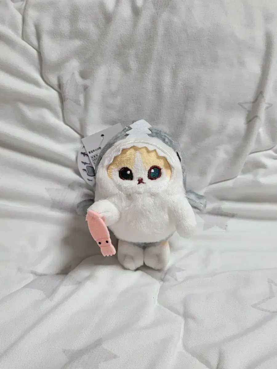 모후샌드 고양이 상어코스튬 크림냥 키링인형 (약10cm, 택O)