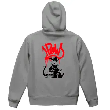 [잿빛 M 패러디 8.4ozZIP] gangsta 지퍼 후드티 뱅시 증정