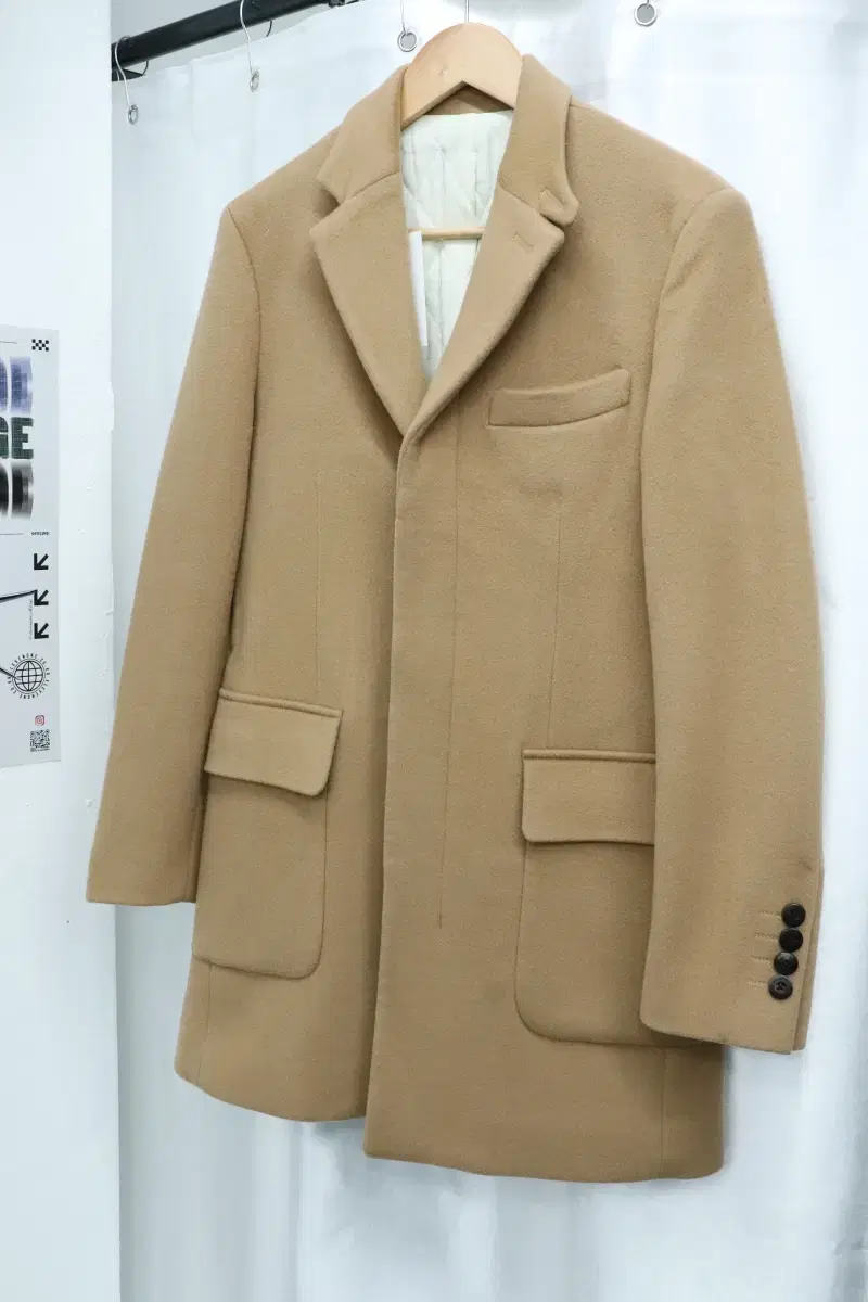 (M) Beanpole Coat Jacket Beige Quilted Wool-111A6