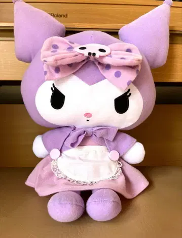 산리오 마이멜로디 쿠로미빅 봉제 인형 메이드 프릴 리본 보라색