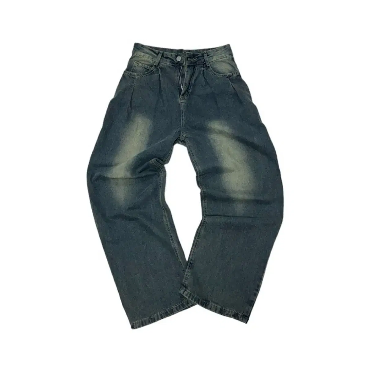 (s) Washed wide denim pants