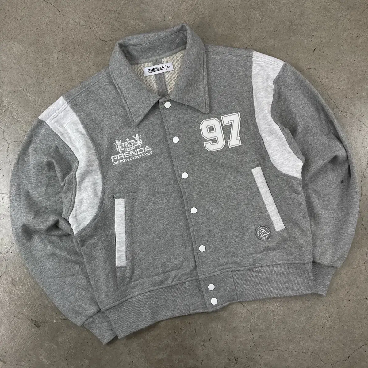 Frenda Logo Gray Cotton Baseball Jacket