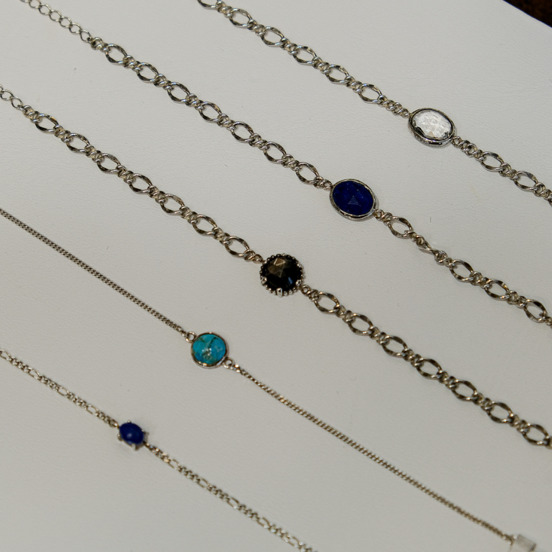 925 silver gemstone bracelet collection (white sujeong, yeonsujeong, lapis lazuli, turquoise)