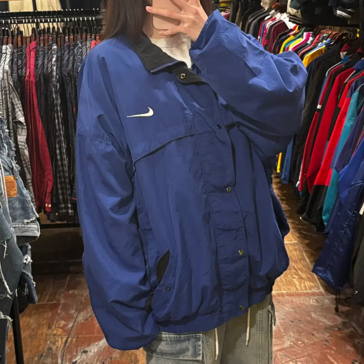 [HI] NIKE 나이키 스우시 집업 바람막이 블루 XL