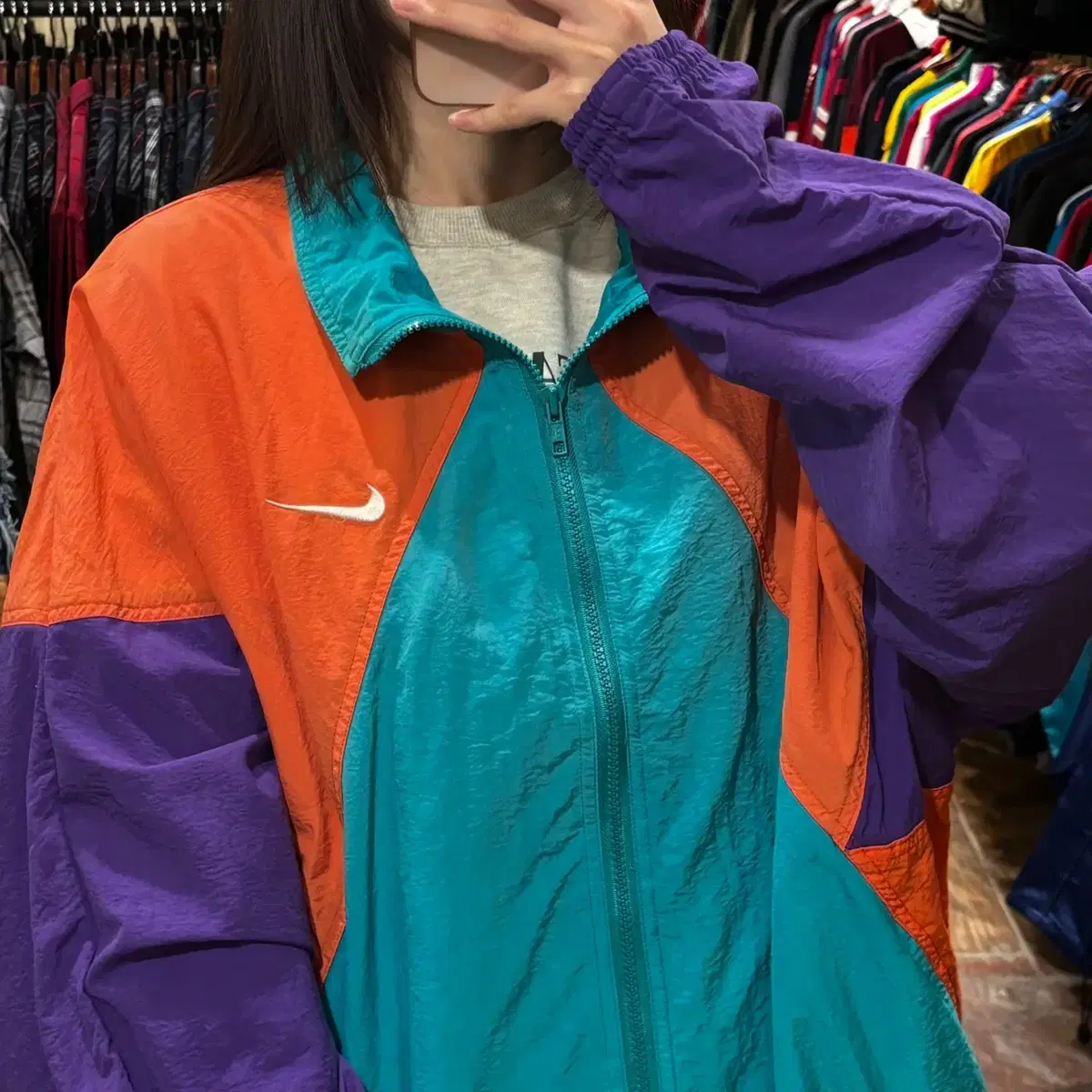 [HI] NIKE 나이키 스우시 배색 집업 바람막이 L