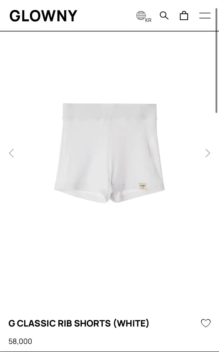 글로니 glowny g classic rib shorts white