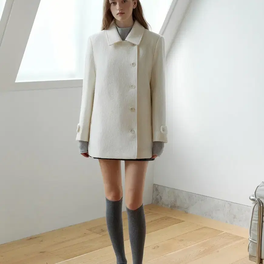 르베인 Lebane Villa Alpaca Half Coat(Cream)