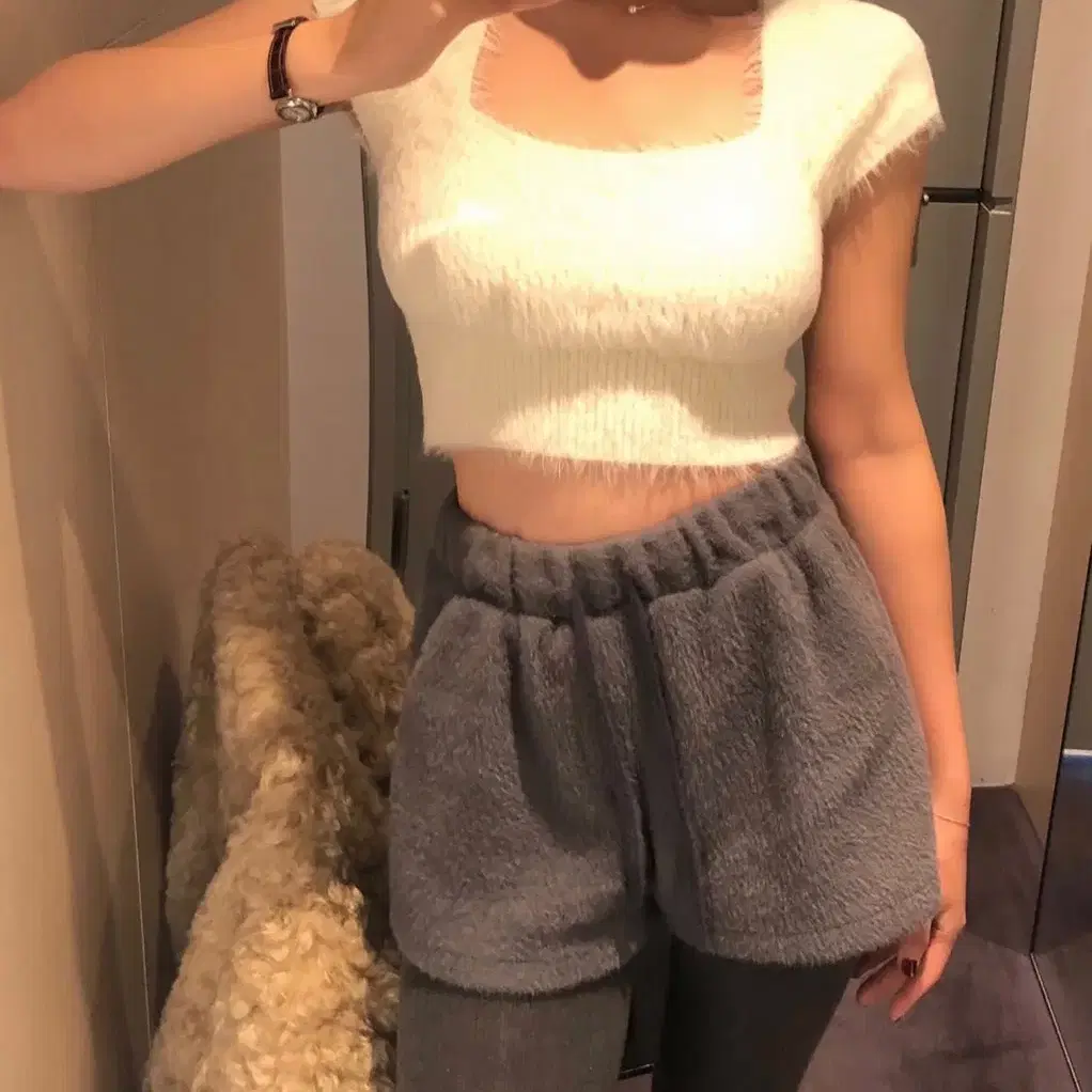 니어린(nearin) boucle shorts (gray)