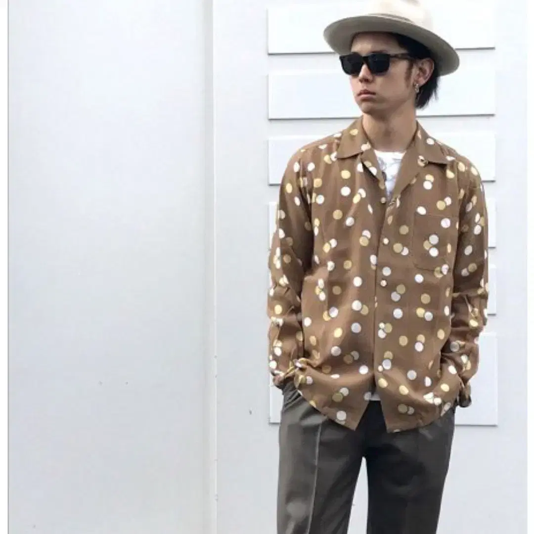 WACKO MARIA DOTS LS HAWAIIAN SHIRT