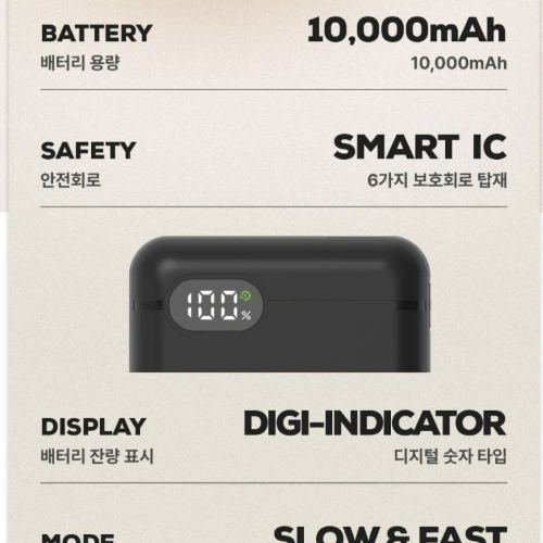 새제품 리큐엠 고속충전 LCD 10000mAh 보조배터리 QP1000C