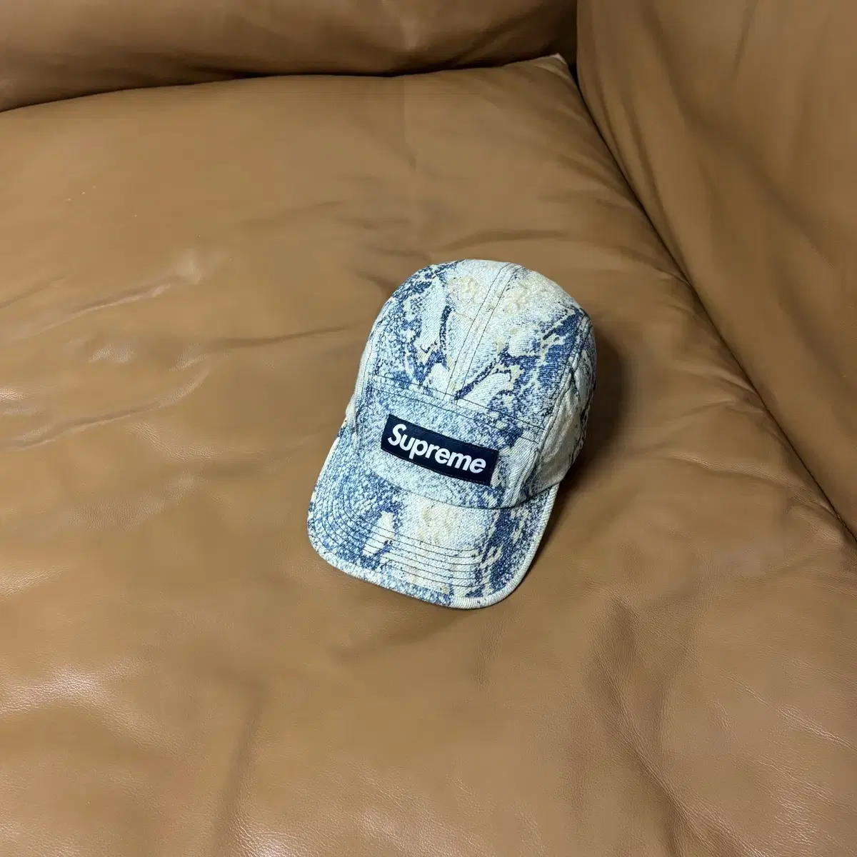 Supreme 슈프림 캠프캡 모자 (Washed Snake Denim)