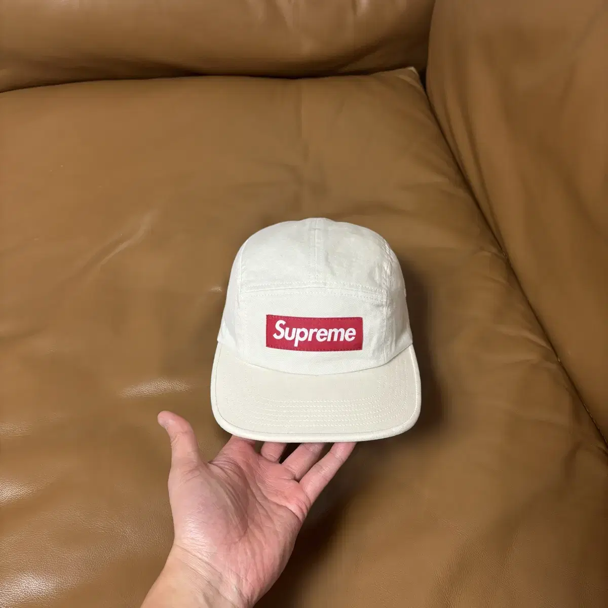 Supreme 슈프림 캠프캡 모자 (Washed Natural)