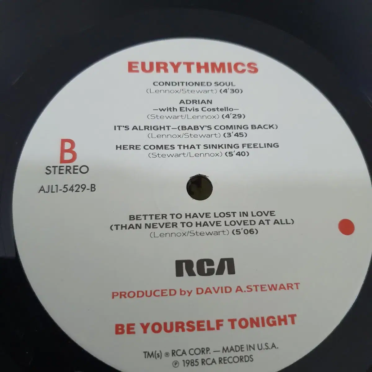 유리스믹스 EURYTHMICS LP  1985  미국원반