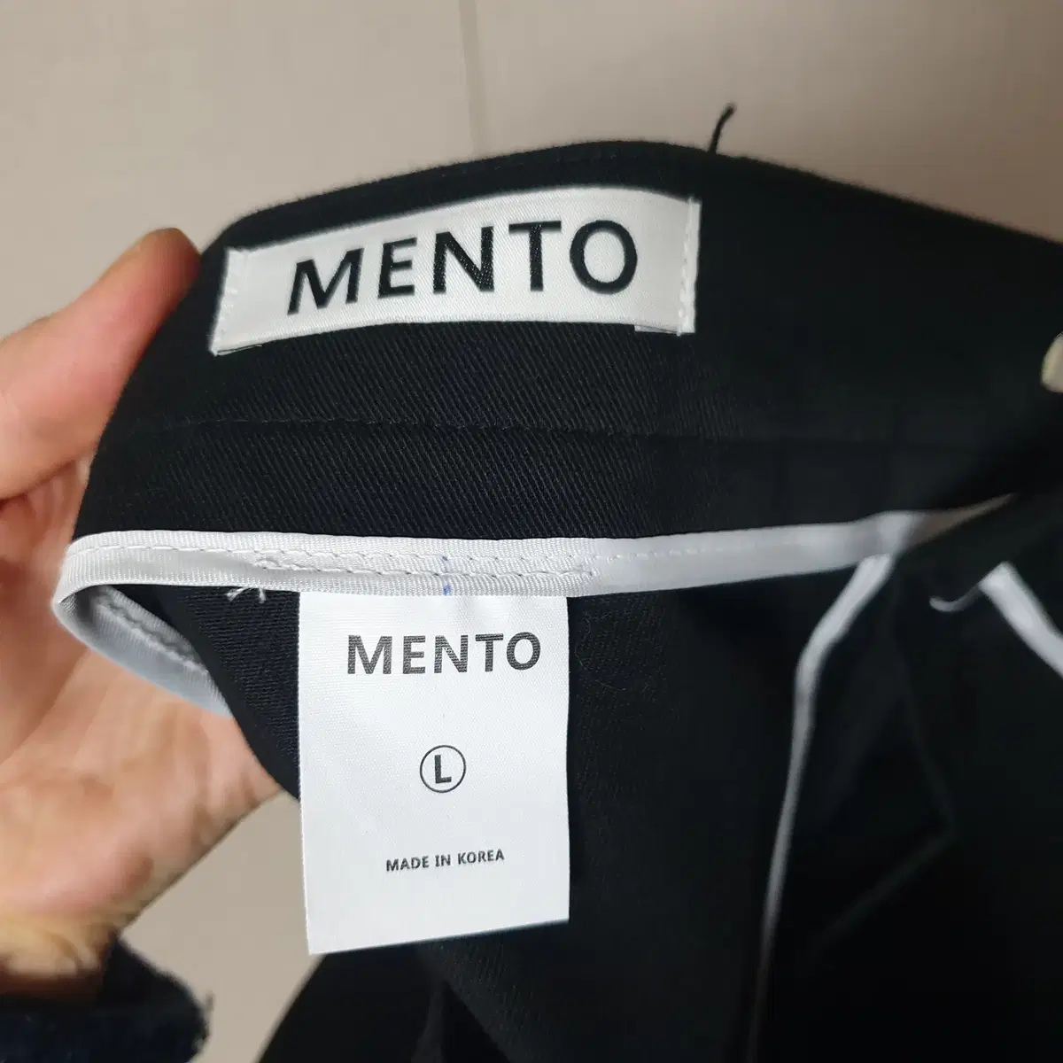 L)MENTO 남성 검정 코튼 와이드 팬츠