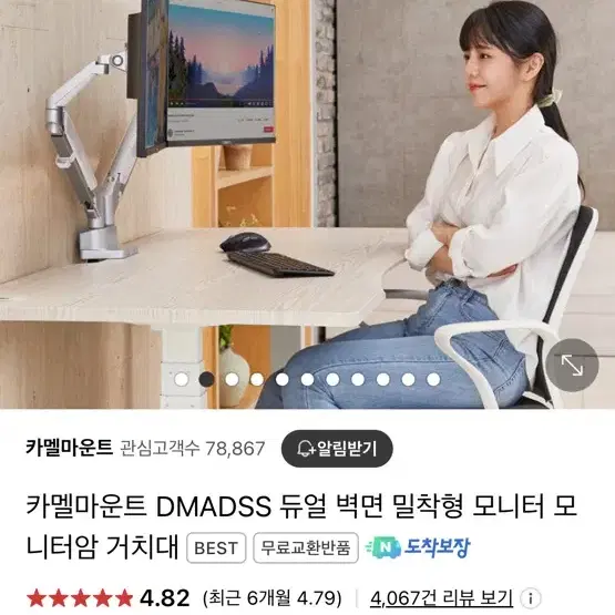 카멜마운트 듀얼 모니터암 DMADSS 실버