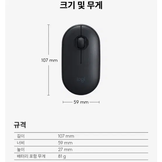 로지텍 무선 저소음 마우스 Pebble M340 화이트 / 미니 귀여움