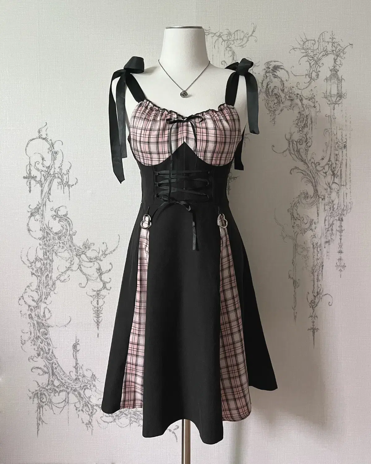 (romwe) kitsch check corset dress