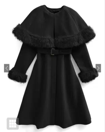 멀티 웨이 케이프 벨트 퍼 플레어 코트