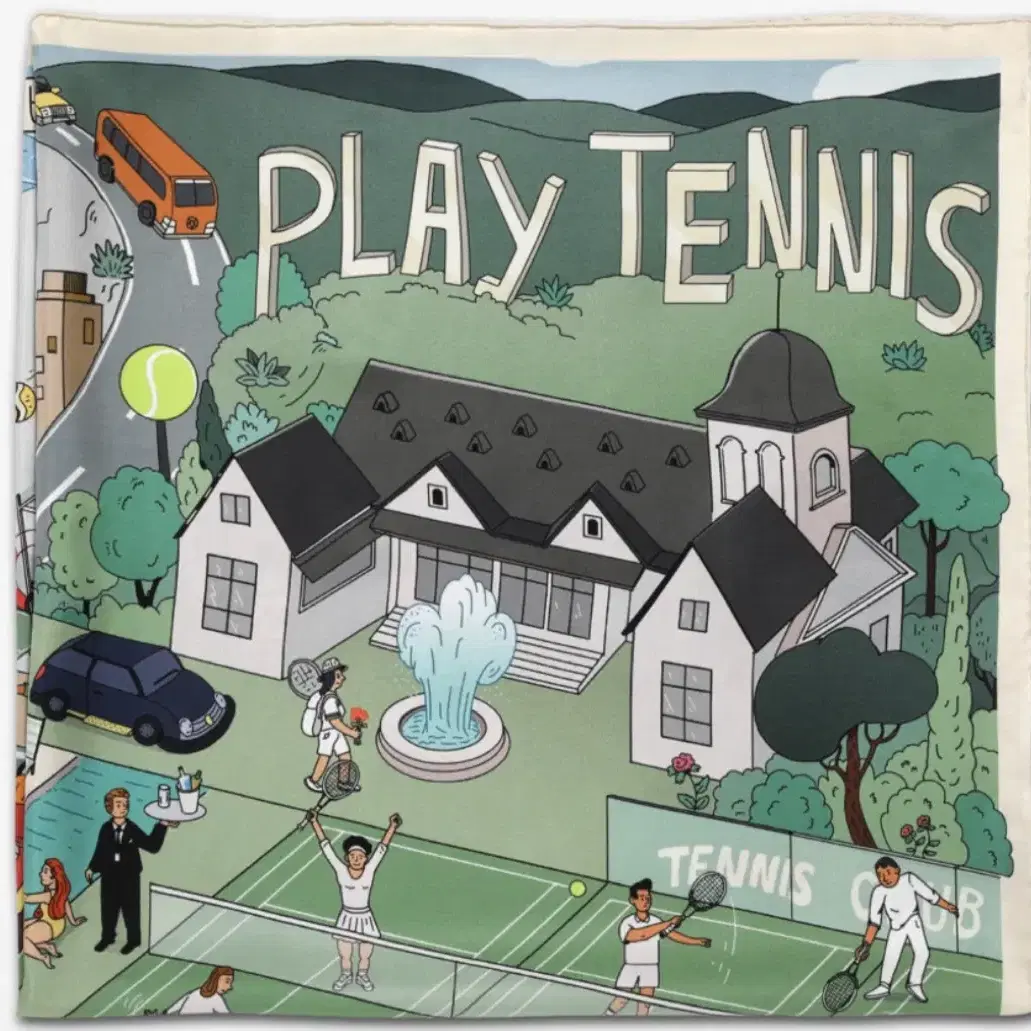 스튜디오 얀 스카프 PLAY TENNIS(60x60)