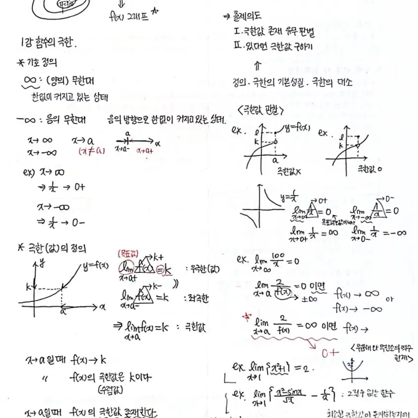 미적분 메가 오르새T 개념에센스 수능 개념 필기 노트