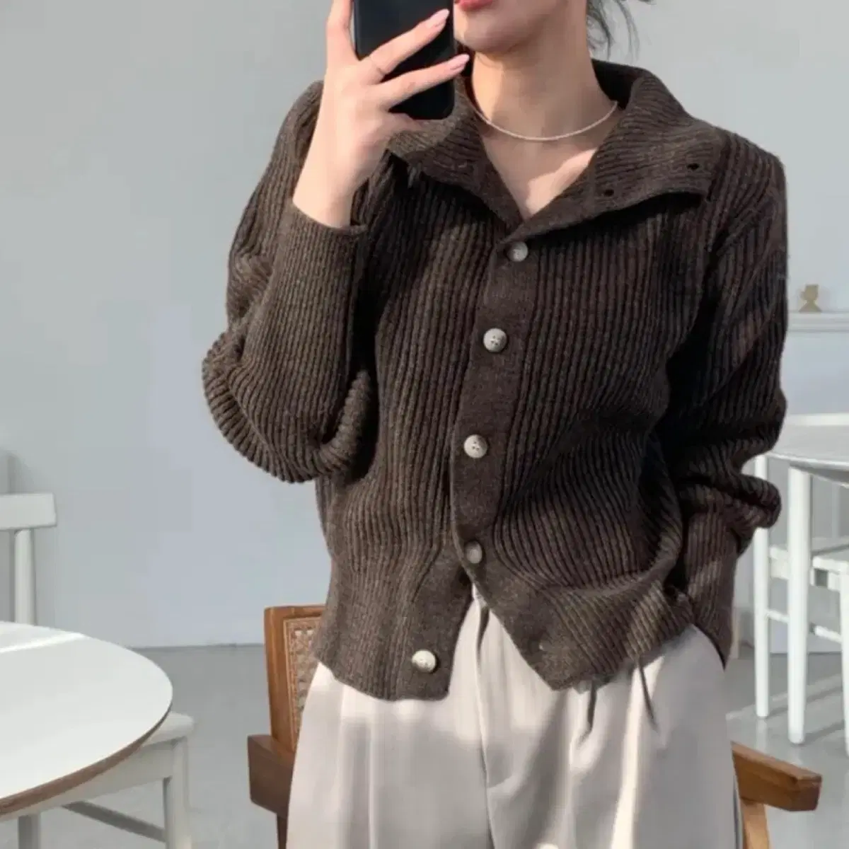 Ablee Miel Cashiniz kara pola Knit cardigan