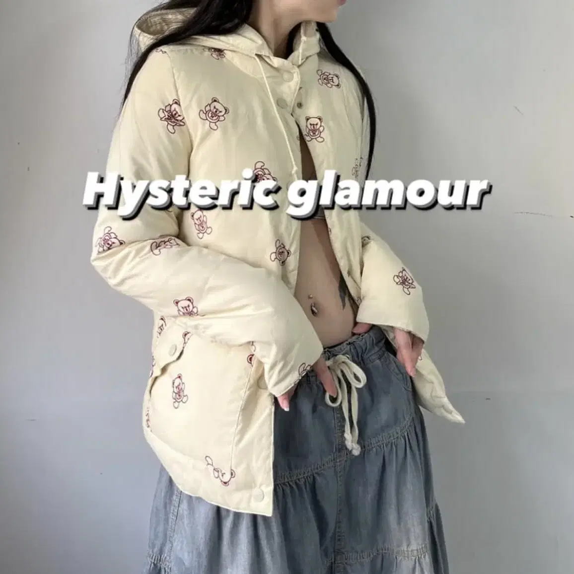 히스테릭글래머 hysteric glamour 리버시블 경량패딩 퍽베어