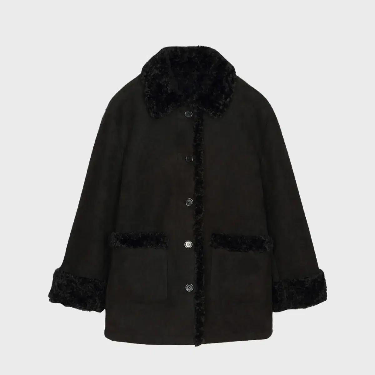 haag 헤이그 a bear shearling coat black