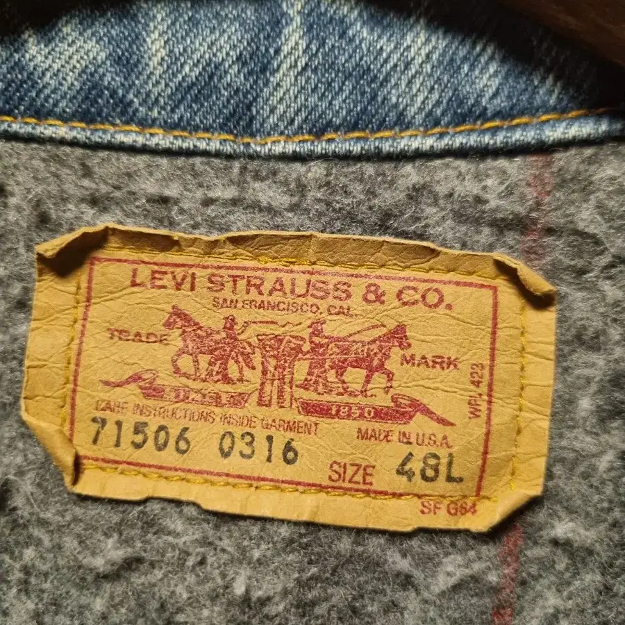 80's Levis 71506-0316 Blanket Lined Deni