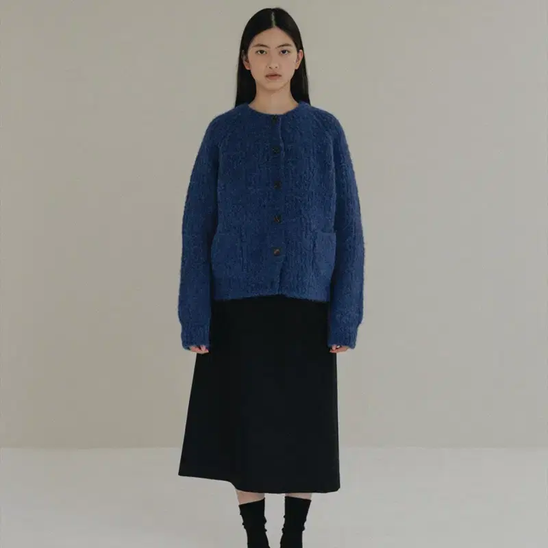 PECES 페세스 Alpaca knit cardigan Blue