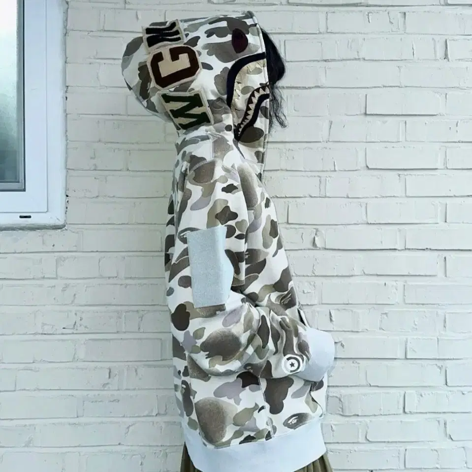 BAPE 베이프 화이트 브라운 쿠키 카모 샤크 후드집업 빈티지 슈프림