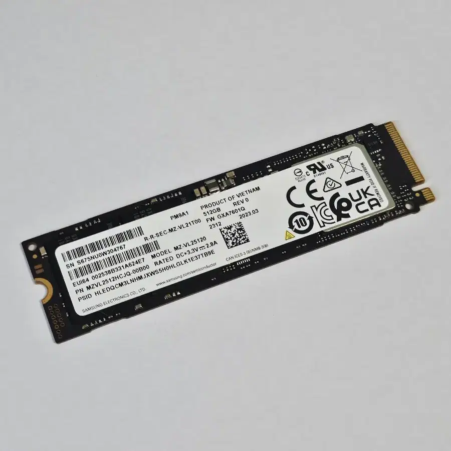 NVMe)삼성전자 PM9A1 M.2 SSD 512GB 새상품