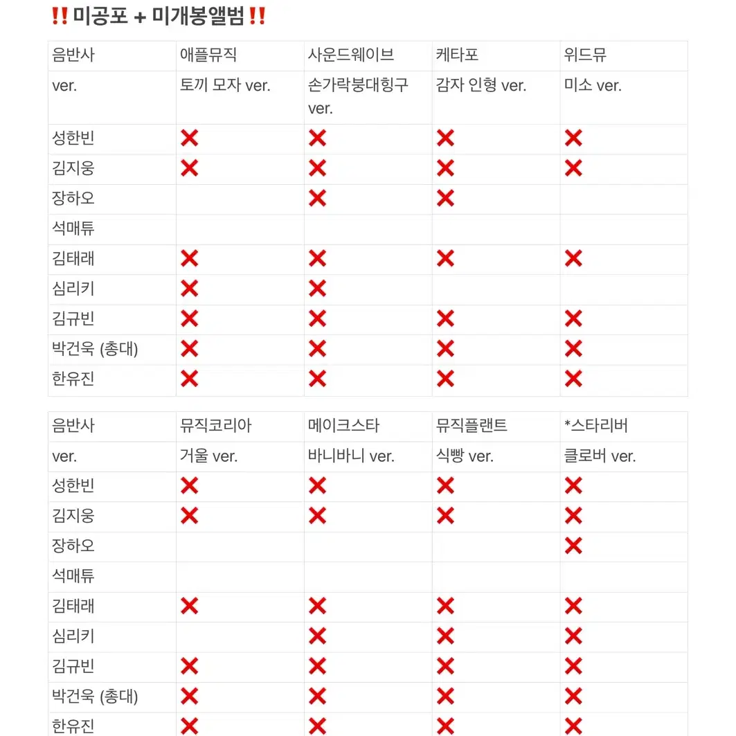 제베원 한국 컴백 5집 장기 단기 분철 제로베이스원