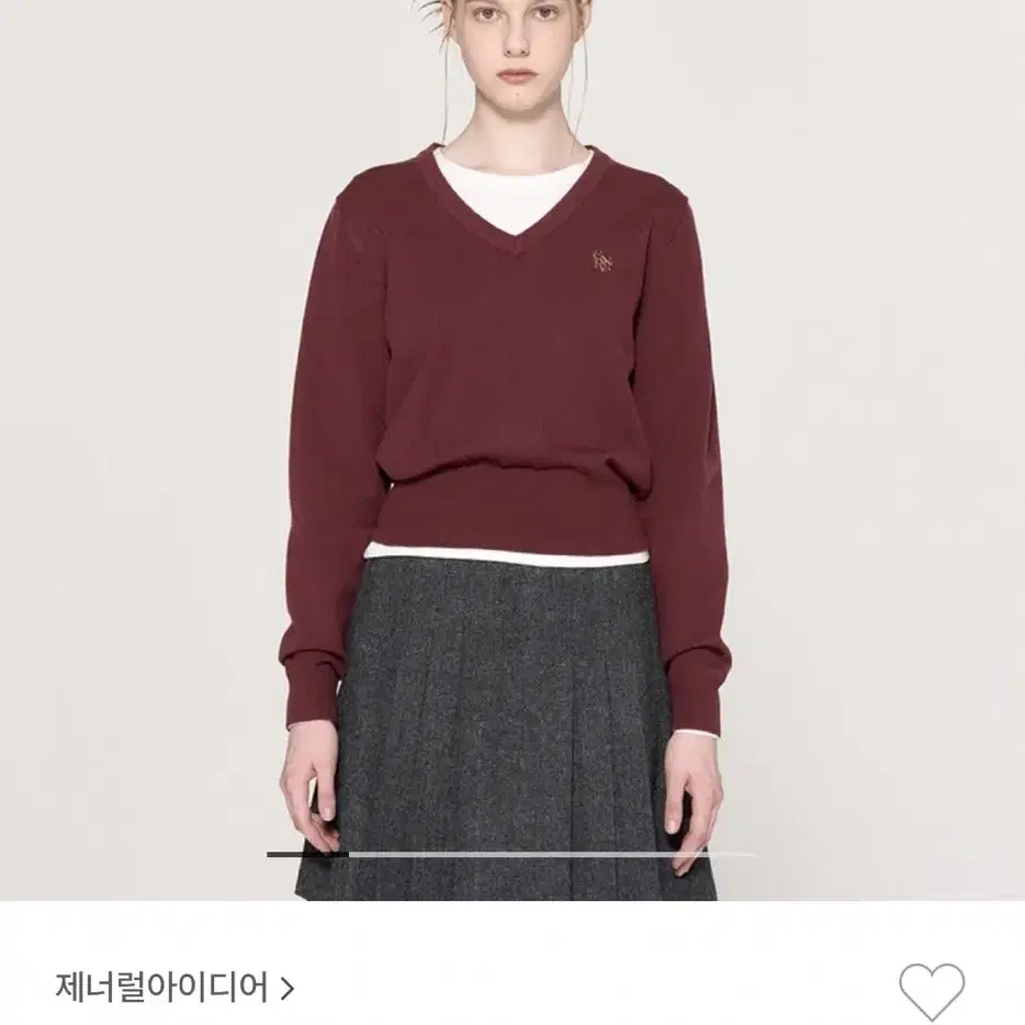 제너럴아이디어 에센셜 브이넥 풀오버 버건디 M