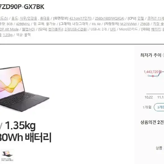 LG 고성능 옵시디안 블랙 i7 그램/17인치,512G