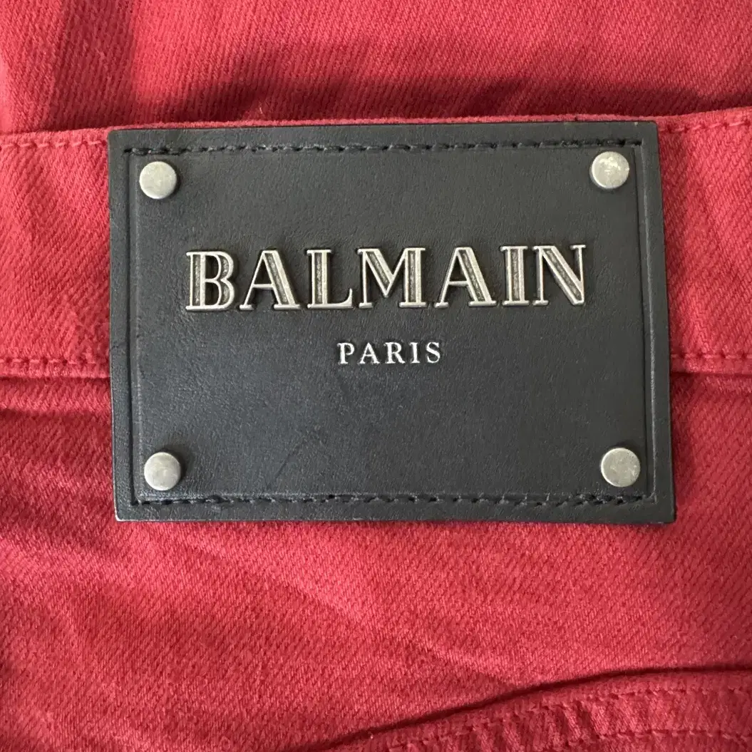 BALMAIN 발망 레드 바이커 팬츠