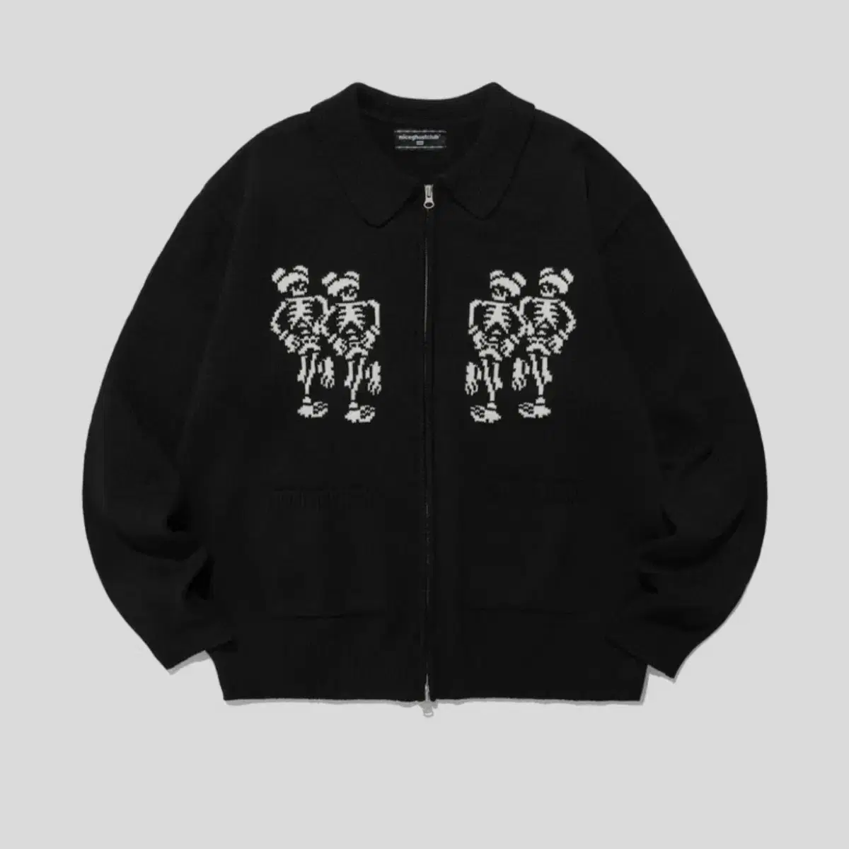 나이스고스트클럽 SKELETONS ZIP POLO KNIT (L)