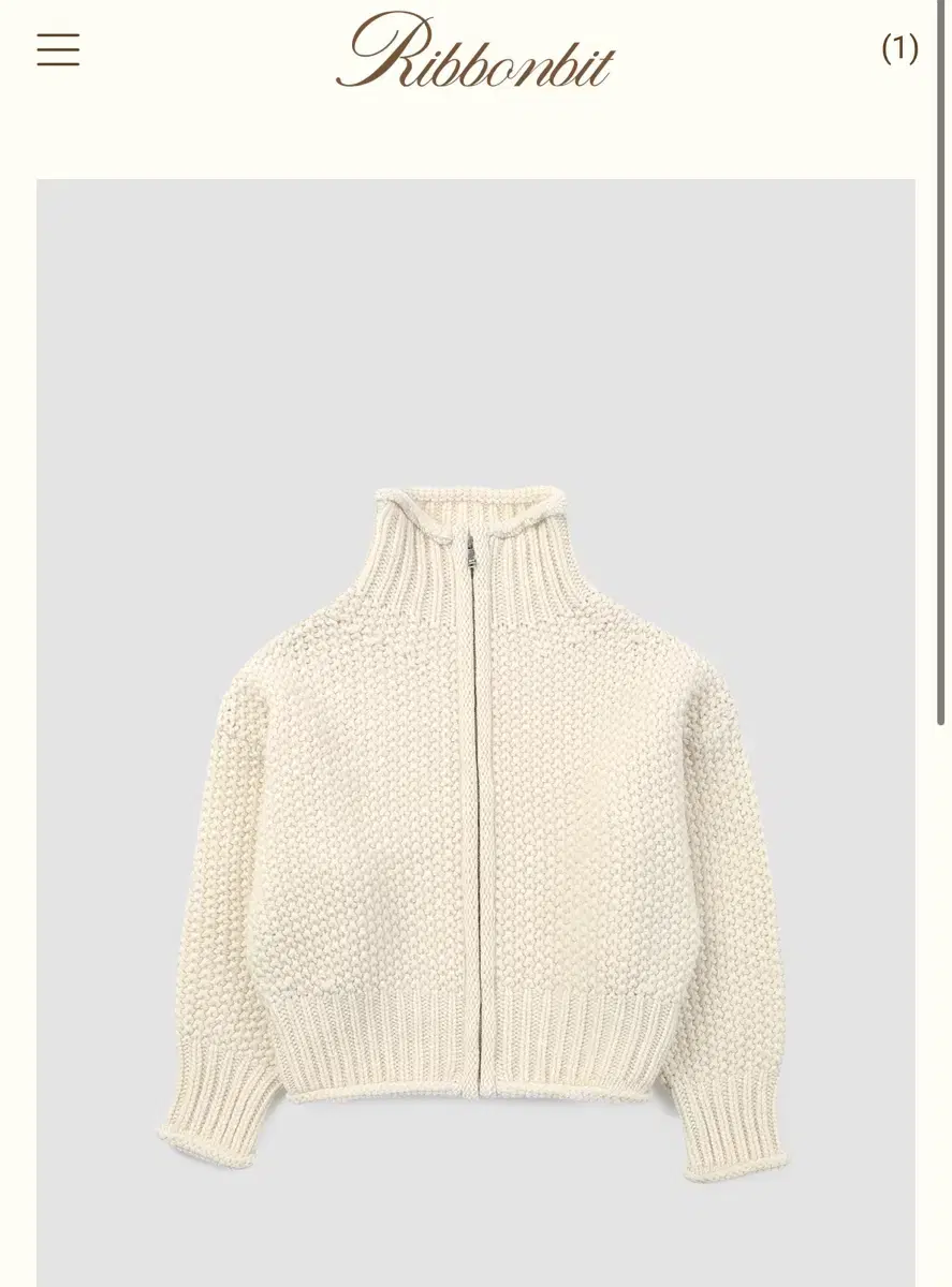 리본빛 Tabi Zip-up Knit - Ivory