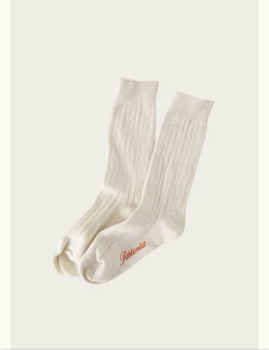 6시까지 모네 리본빛 ribbonbit Ever Socks 아이보리+레드