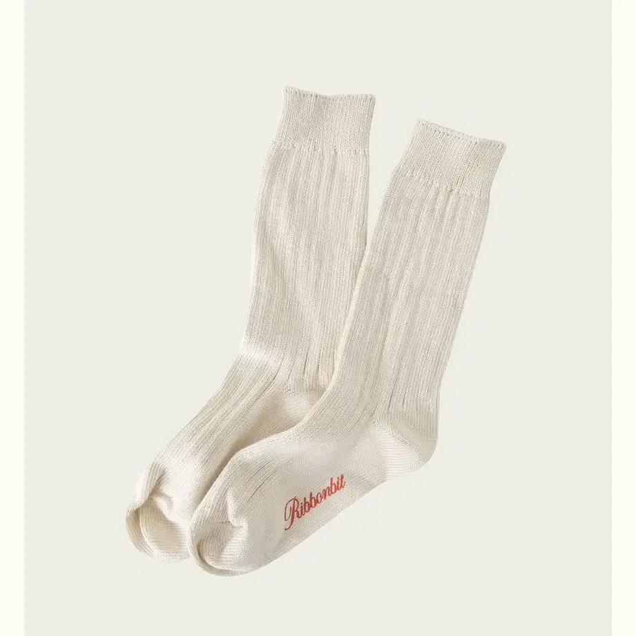 모네 리본빛 ribbonbit Ever Socks 아이보리+레드