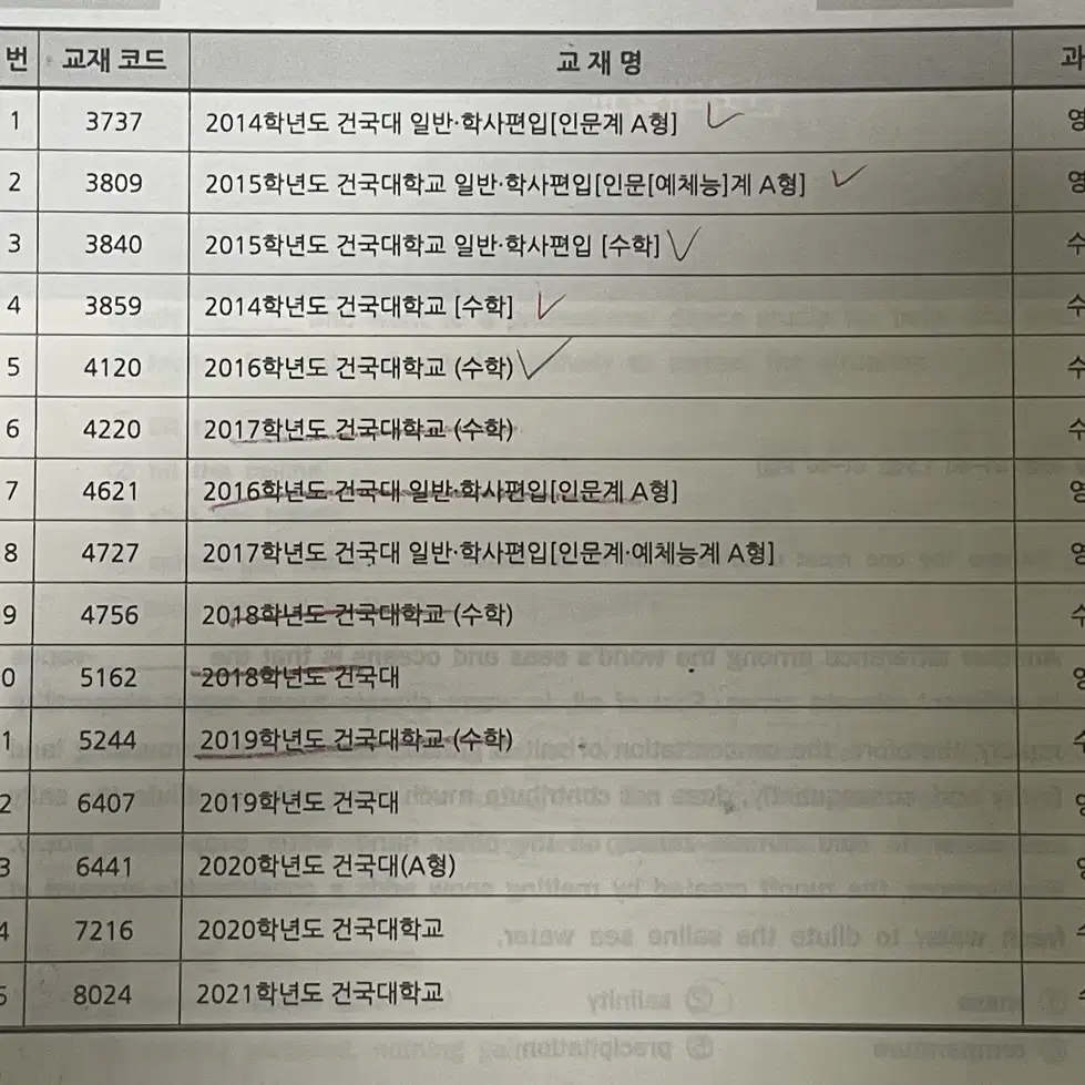 김영편입 기출 건국대학교 과거기출