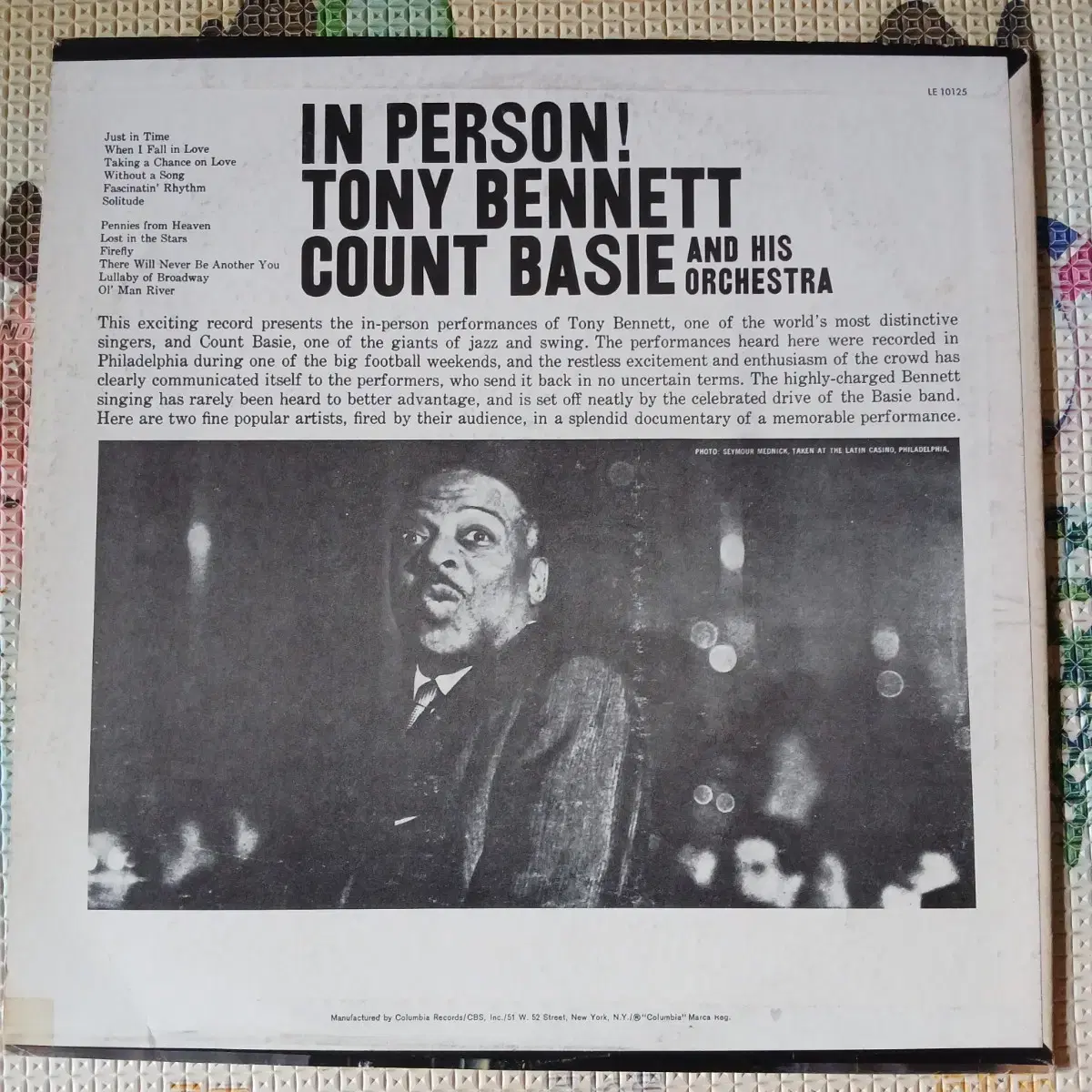 Lp중고 TONY BENNETT - IN PERSON 음반 판매합니다.