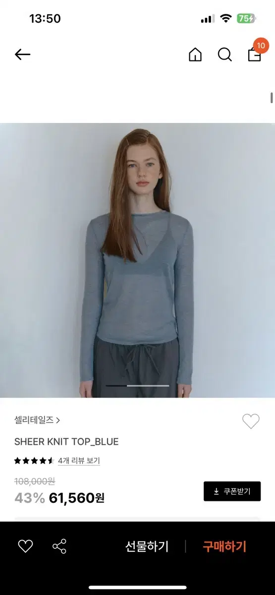 셀리테일즈 sheer knit top