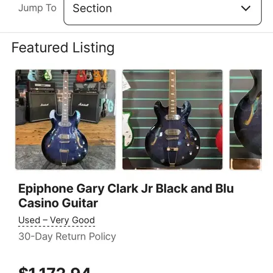 에피폰 gary clark jr. signature blue&black