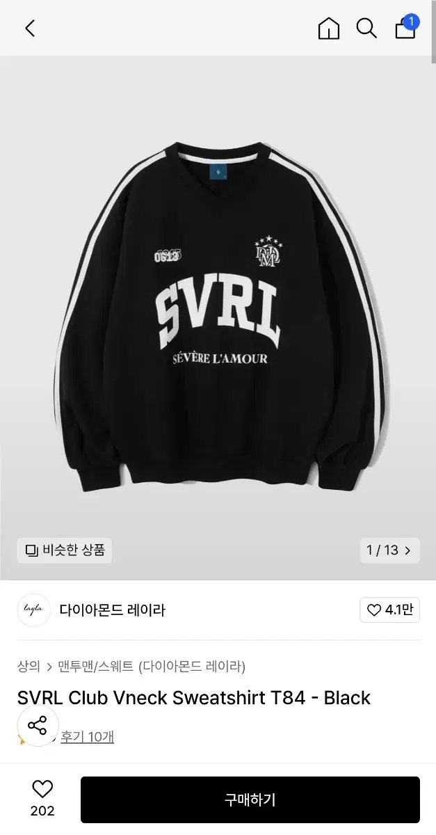 SVRL Club Vneck Sweatshirt T84 - Black